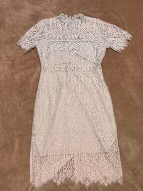 Lulus Light Mint Blue Sheer Lace Mini Dress Short Sleeve Women’s Size Medium